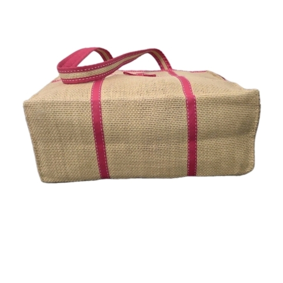 Vintage Ralph Ralph Lauren Straw Medium Tote Bag Pink Accents Lined Classic - Picture 6 of 10
